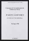 Communes d'Aigny à Louvercy de l'arrondissement de Châlons. Mariages 1908