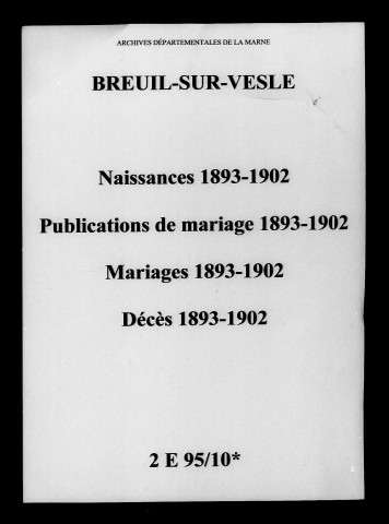 Breuil. Naissances, publications de mariage, mariages, décès 1893-1902