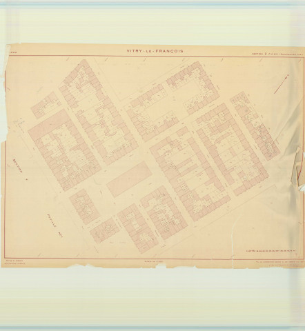 Vitry-le-François (51649). Section Z échelle 1/500, plan remembré pour 1957, plan régulier (papier)