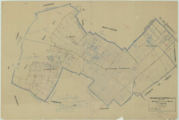 Villers-le-Château (51634). Section E1 2 échelle 1/5000, plan mis à jour pour 1935, plan non régulier (papier)