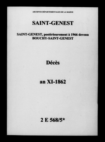 Saint-Genest. Décès an XI-1862
