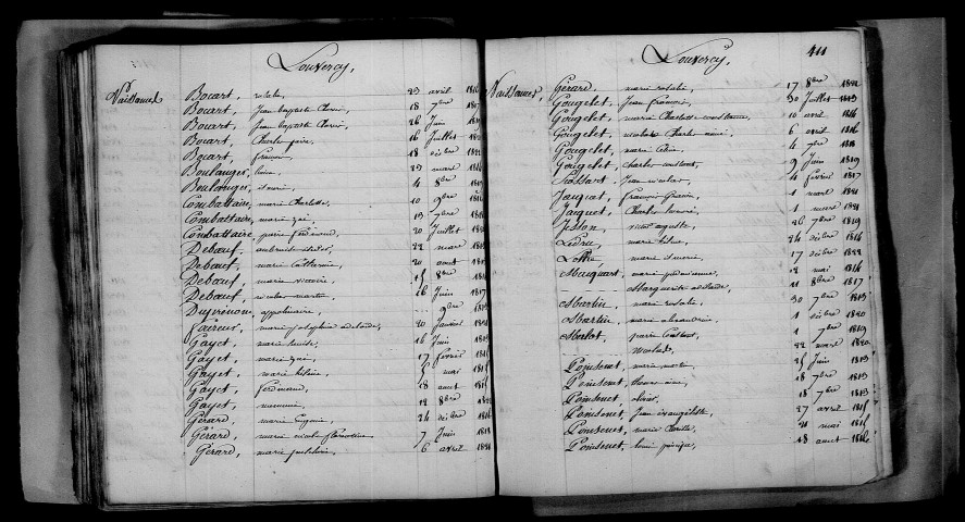 Louvercy. Table décennale 1813-1822