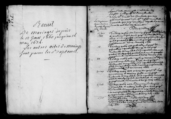 Châlons-sur-Marne. Trinité (La). Baptêmes, mariages, sépultures 1660-1692