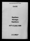 Gaye. Baptêmes, mariages, sépultures 1677-1680