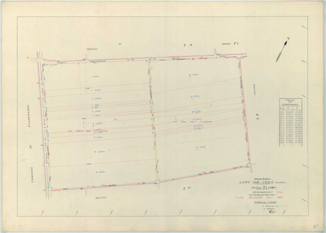 Livry-Louvercy (51326). Section ZI échelle 1/2000, plan renouvelé pour 1960, plan régulier (papier armé)