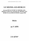 Mesnil-lès-Hurlus (Le). Décès an V-1870