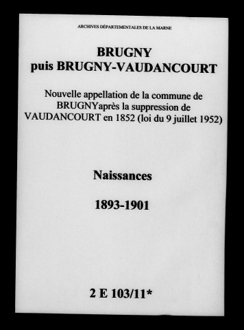 Brugny-Vaudancourt. Naissances 1893-1901