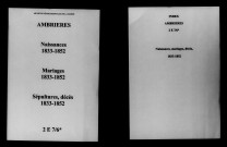 Ambrières. Naissances, mariages, décès 1833-1852