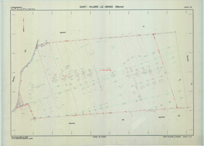 Saint-Hilaire-le-Grand (51486). Section YM échelle 1/2000, plan remembré pour 1983, plan régulier (calque)