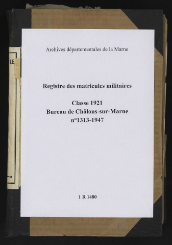 Registre matricule, n°1313-1947