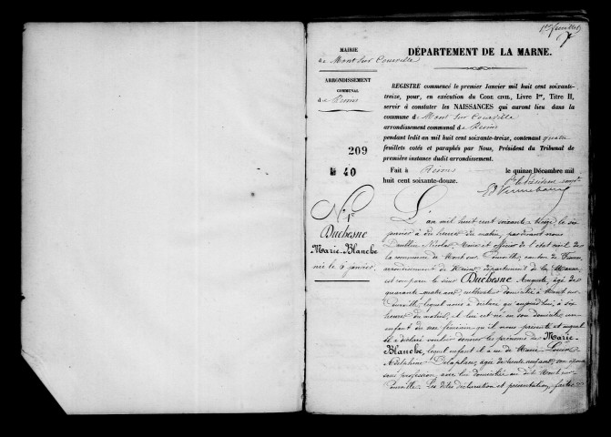 Mont-sur-Courville. Naissances, mariages, décès, publications de mariage 1873-1882