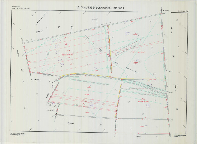 Chaussée-sur-Marne (La) (51141). Section ZS échelle 1/2000, plan remembré pour 1987, plan régulier (calque)