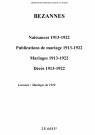 Bezannes. Naissances, publications de mariage, mariages, décès 1913-1922