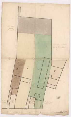 Plan de maisons sises à Reims, rues du Barbatre et rue Neuve (s.d.)