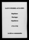 Saint-Pierre-aux-Oies. Baptêmes, mariages, sépultures 1713-1742