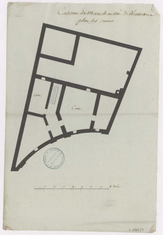 Caserne de maréchaussée de Dormans, plan des caves, 1773.
