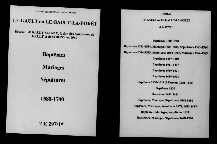 Gault (Le). Baptêmes, mariages, sépultures 1580-1740
