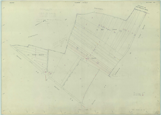 Somme-Vesle (51548). Section AB échelle 1/2000, plan renouvelé pour 1963, plan régulier (papier armé)