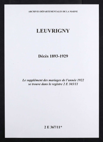 Leuvrigny. Décès 1893-1929