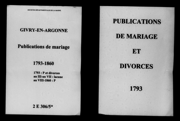 Givry-en-Argonne. Publications de mariage 1793-1860