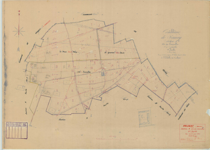 Prunay (51449). Section A2 échelle 1/5000, plan mis à jour pour 1940, plan non régulier (papier).
