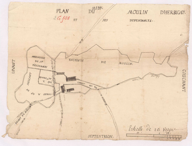 Plan du moulin d'Herbigny (XVIIIe s,)