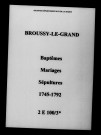 Broussy-le-Grand. Baptêmes, mariages, sépultures 1745-1792