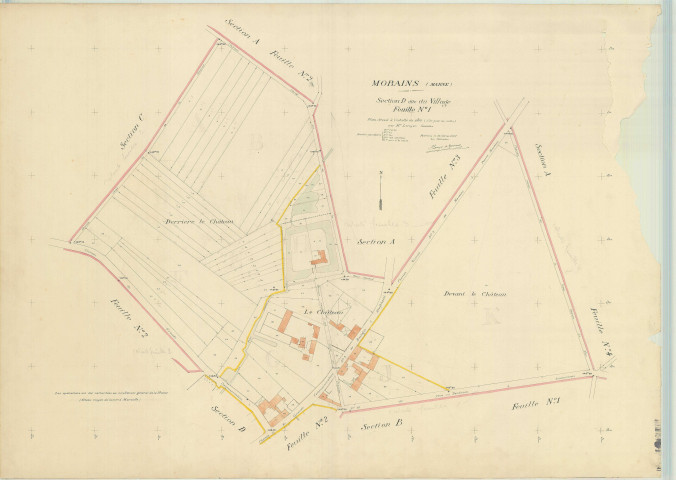 Val-des-Marais (51158). Morains (51383). Section D1 échelle 1/1000, plan mis à jour pour 1927 (Morains le Petit), plan non régulier (papier)