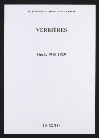 Verrières. Décès 1910-1929