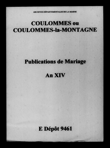 Coulommes. Publications de mariage an XIV