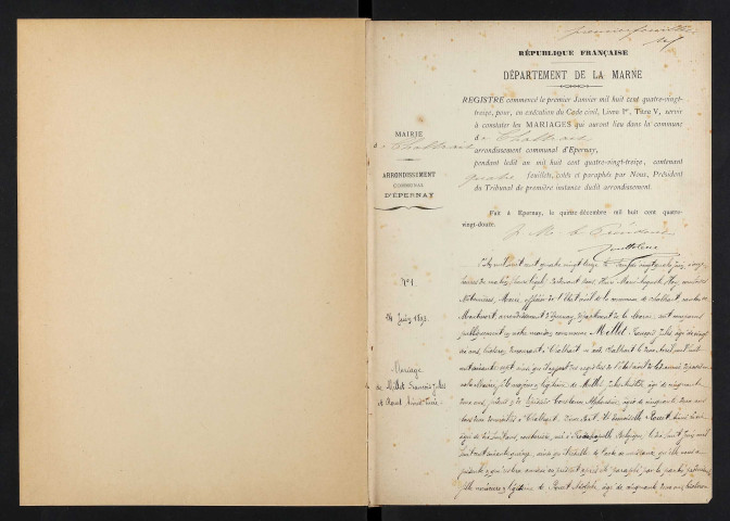 Chaltrait. Mariages 1893-1929