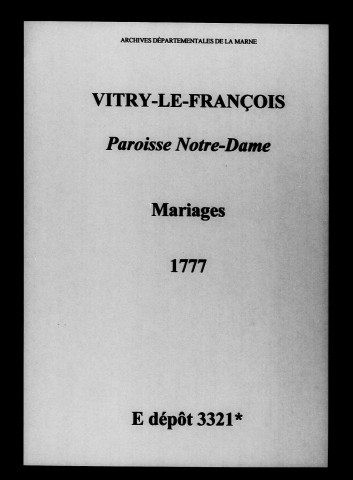 Vitry-le-François. Notre-Dame. Mariages 1777