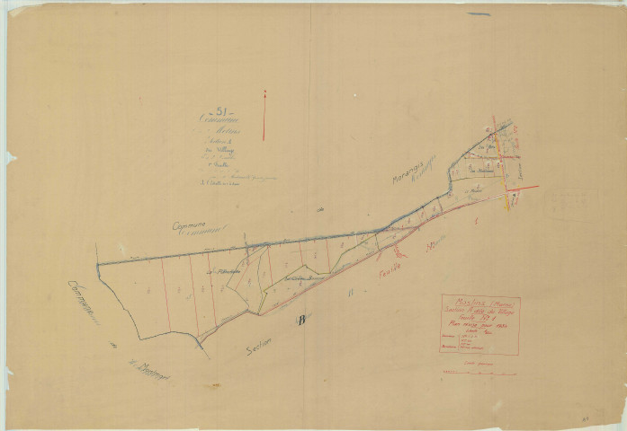 Moslins (51387). Section A1 échelle 1/5000, plan mis à jour pour 01/01/1934, non régulier (papier)