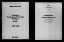 Branscourt. Naissances, publications de mariage, mariages, décès 1823-1832