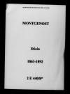 Montgenost. Décès 1863-1892
