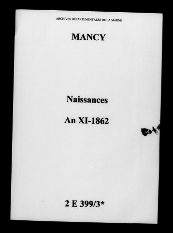 Mancy. Naissances an XI-1862