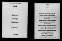 Baye. Baptêmes, mariages, sépultures 1737-1764