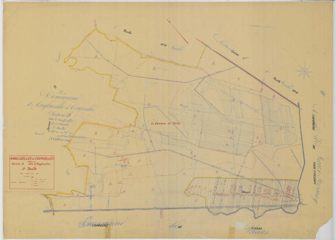 Angluzelles-et-Courcelles (51010). Section D5 échelle 1/2000, plan mis à jour pour 01/01/1938, non régulier (papier)