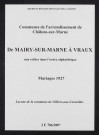 Communes de Mairy-sur-Marne à Vraux de l'arrondissement de Châlons. Mariages 1927