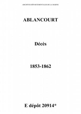 Ablancourt. Décès 1853-1862
