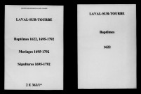 Laval. Baptêmes, mariages, sépultures 1622-1792