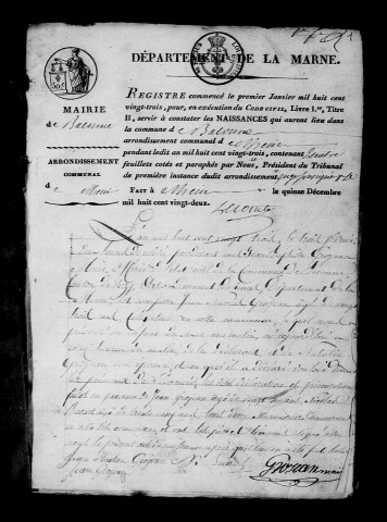 Baconnes. Naissances, publications de mariage, mariages, décès 1823-1832