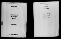 Vrigny. Naissances, mariages, décès 1813-1822