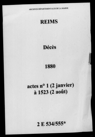 Reims. Décès 1880