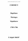 Cormicy. Baptêmes, mariages, sépultures 1705-1706