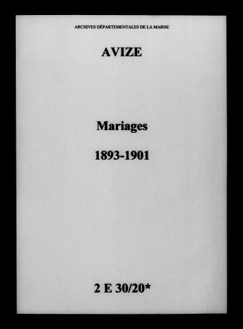 Avize. Mariages 1893-1901