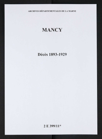 Mancy. Décès 1893-1929