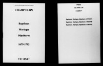 Champillon. Baptêmes, mariages, sépultures 1679-1792