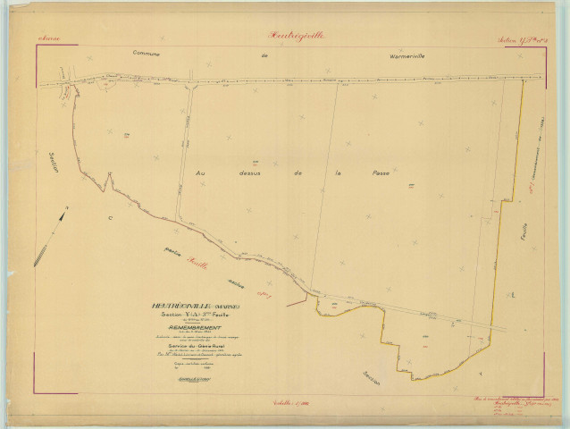 Heutrégiville (51293). Section Y3 échelle 1/1000, plan remembré pour 1953, plan régulier (papier).