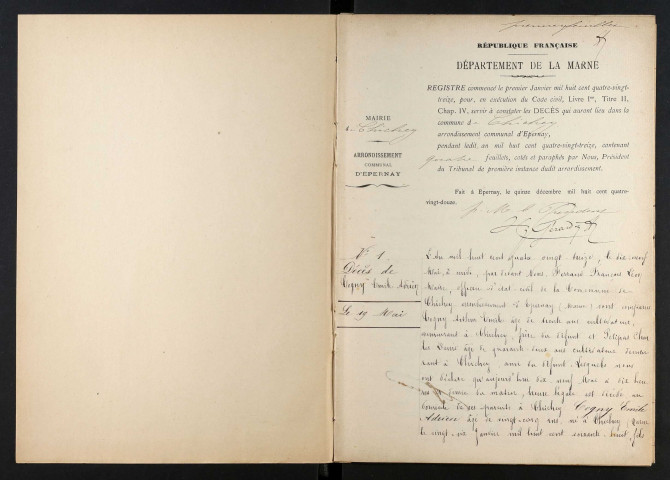 Chichey. Décès 1893-1929